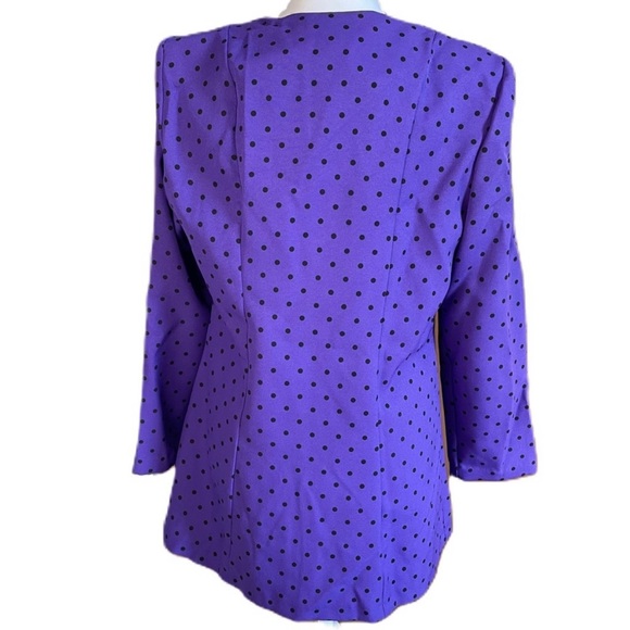 Classic Apparel Women’s Purple Black Polka Dot Jacket Blazer Size 12 - Picture 4 of 10